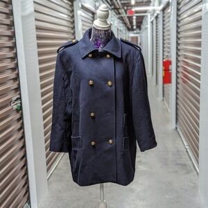 Old Money Navy‎ Wool Peacoat Vintage USA Double Breasted Military Quiet Luxury